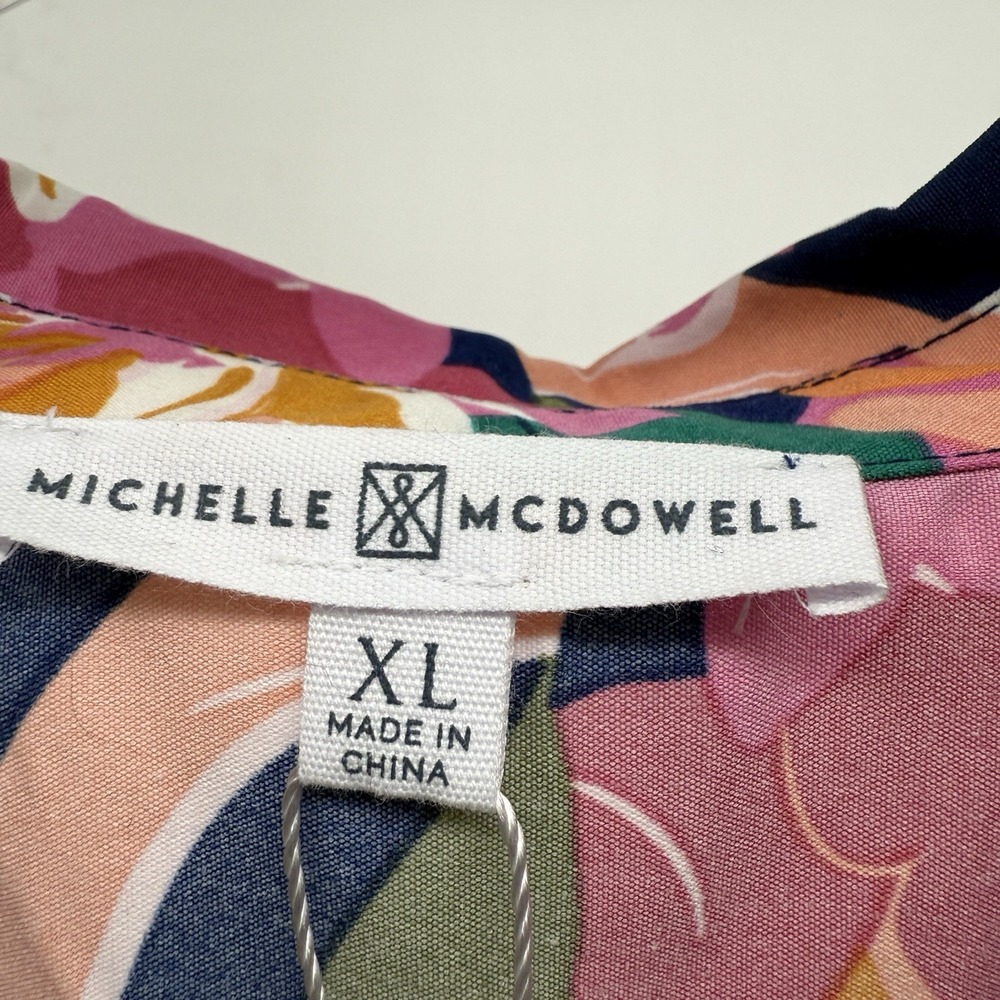 Michelle McDowell Dress Womens XL Maxi Navy Pink Floral Boho Chic NWT - Picture 3 of 10